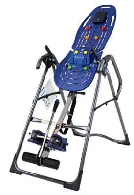 guides of inversion table with lumbar support